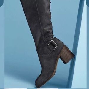 SARTO Dark Gray block Heeled Gray Suede Mystic Boots